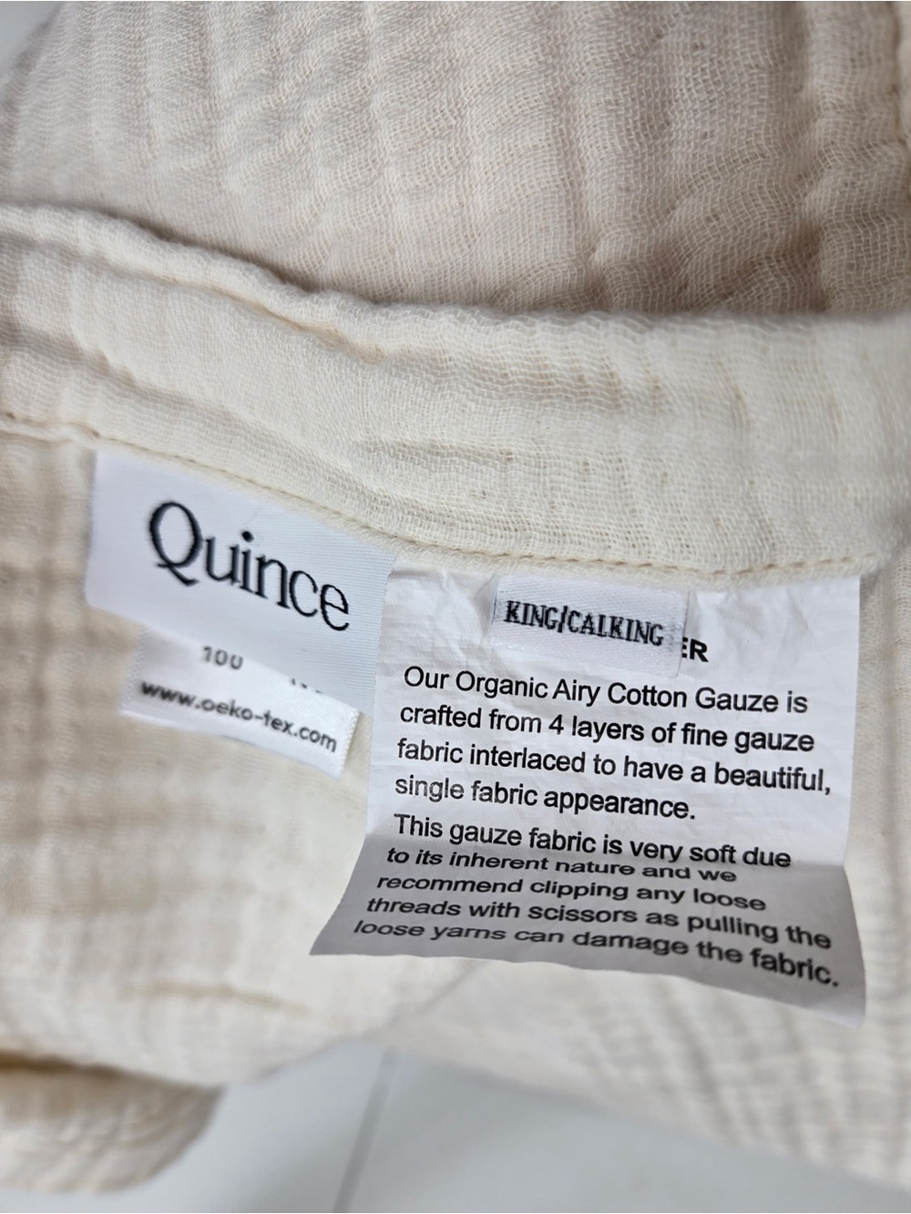 NWT QUINCE Organic Cotton Gauze Blanket King/Cal King Undyed 7350 - Picture 8 of 9